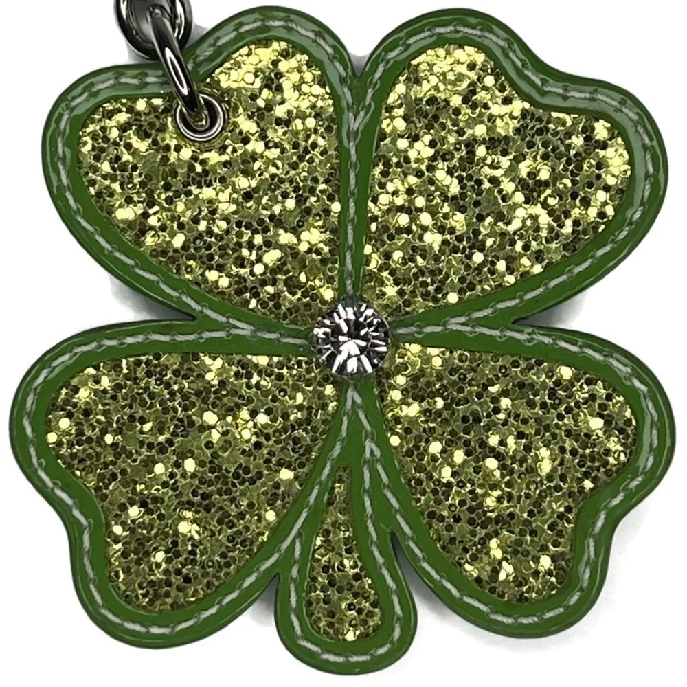 Coach Clover St Saint Patrick’s Day Four Leaf Clover Keychain Fob Green Vintage